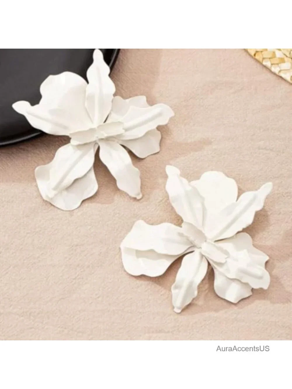 Large 3D Flower Dangle Drop Earrings for Women, Lightweight Floral Statement